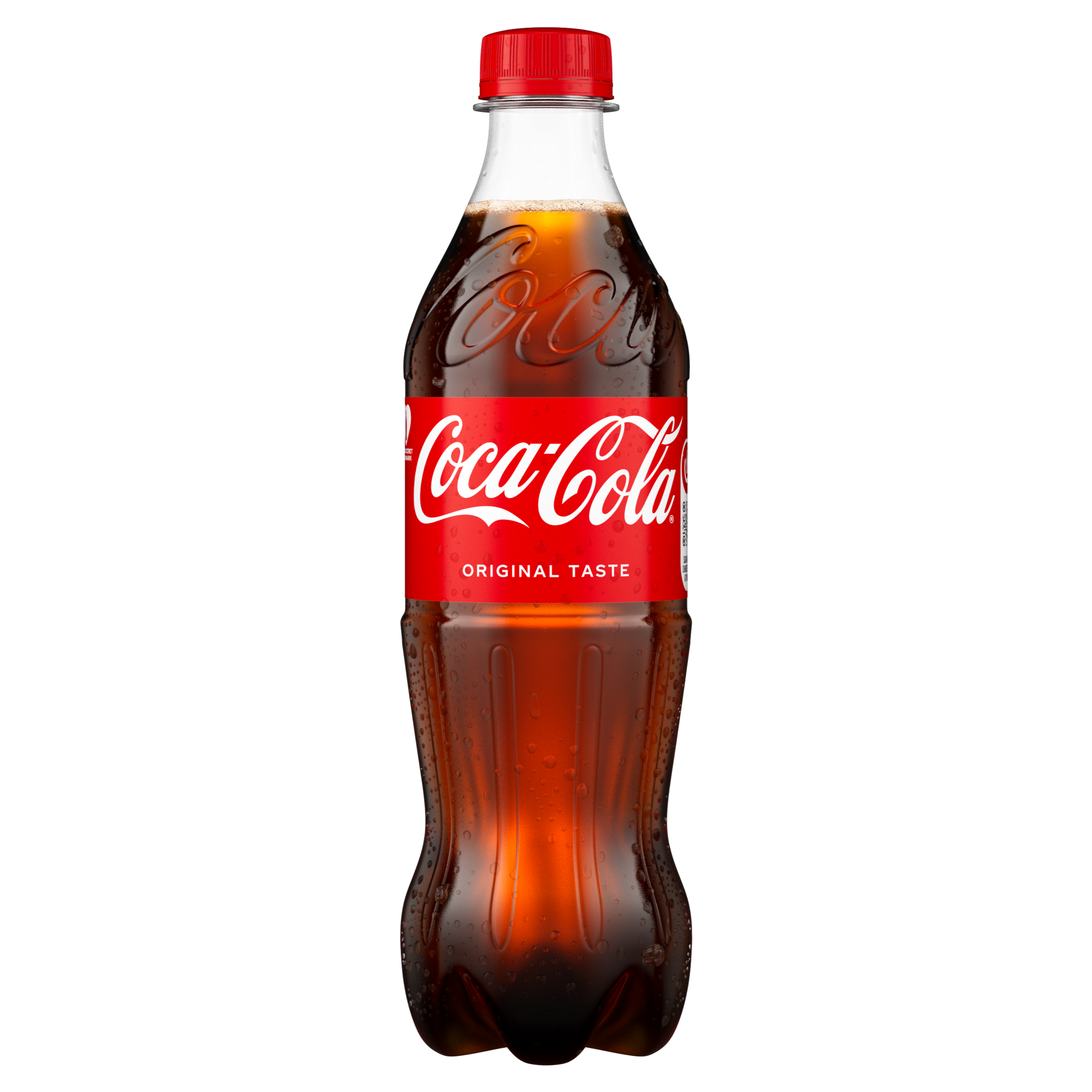Coca-Cola-plastikflaske på hvid baggrund