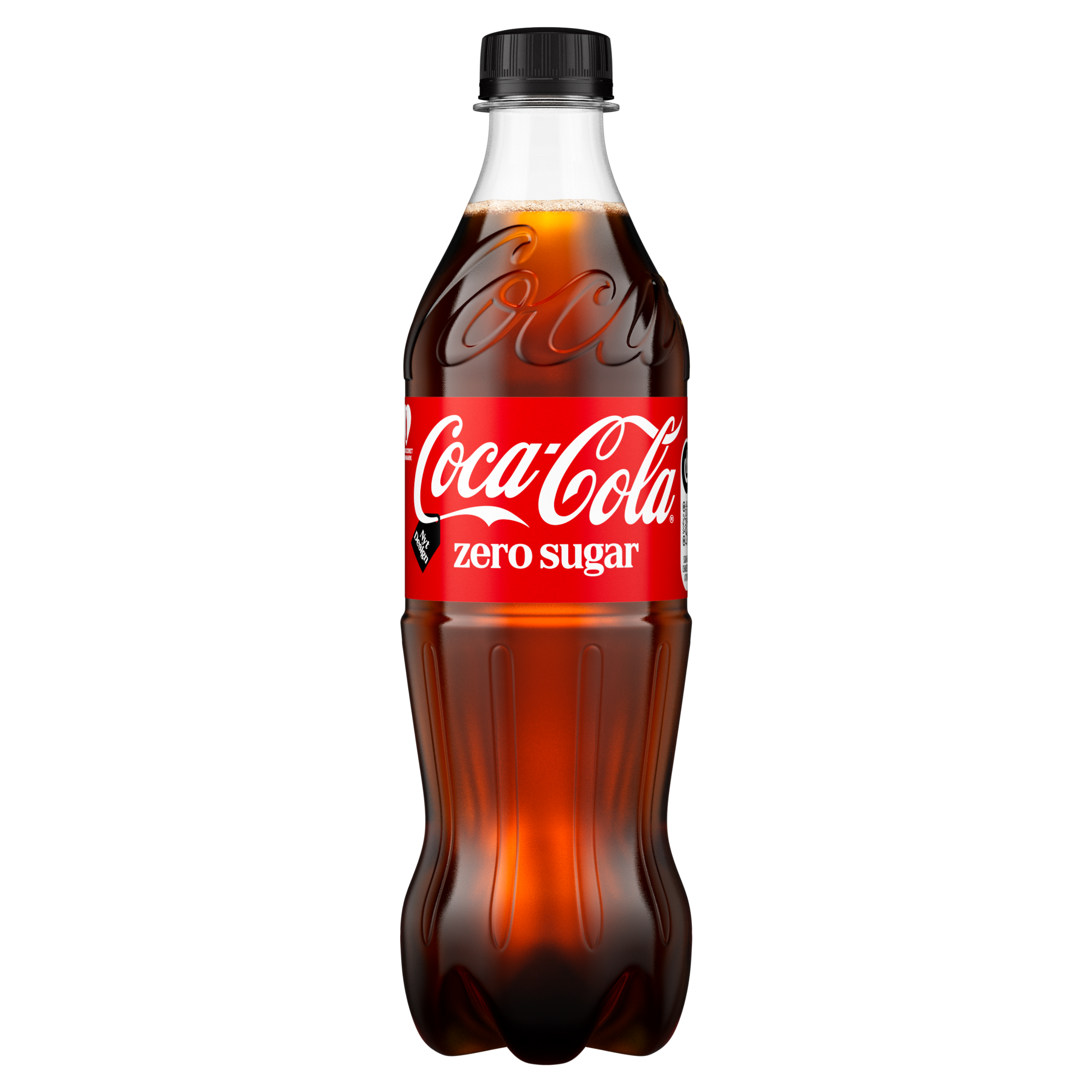 Coca-Cola Zero-plastikflaske på hvid baggrund