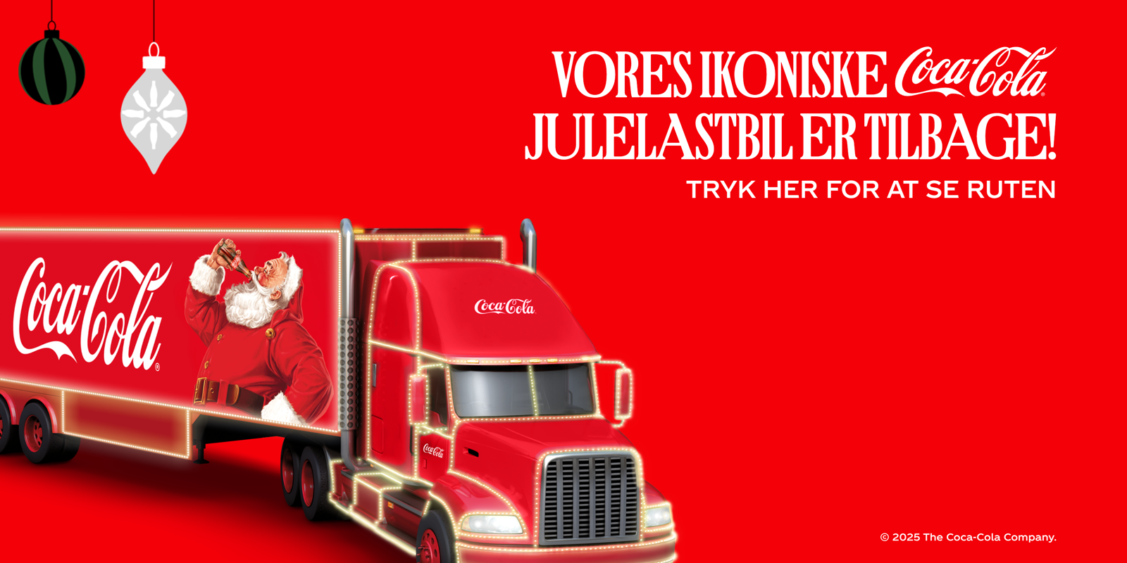 Coca-Cola Julelastbil på rød baggrund