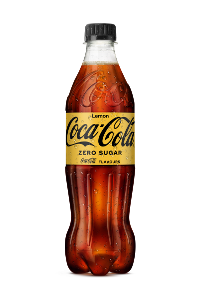 Coca-Cola Zero Citron-plastikflaske på hvid baggrund