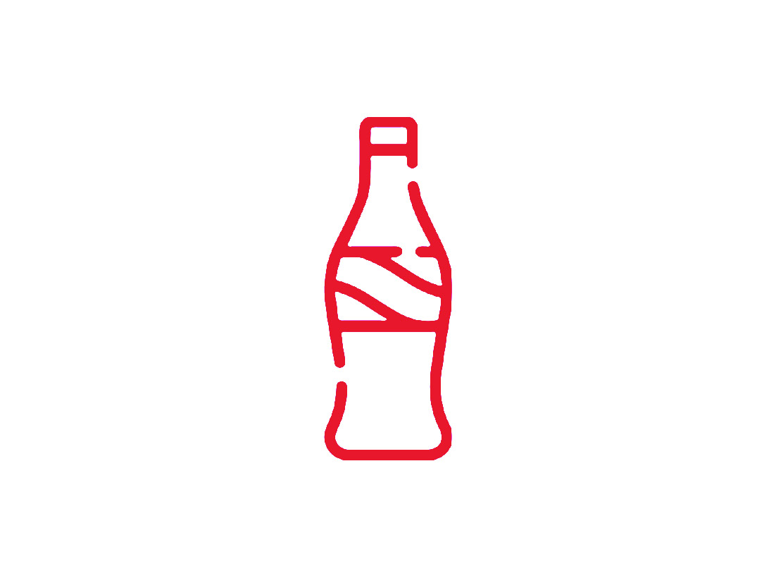 Rødt ikon der symboliserer en Coca-Cola-flaske