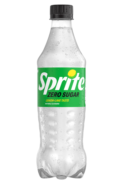 Sprite-plastikflaske på grå baggrund