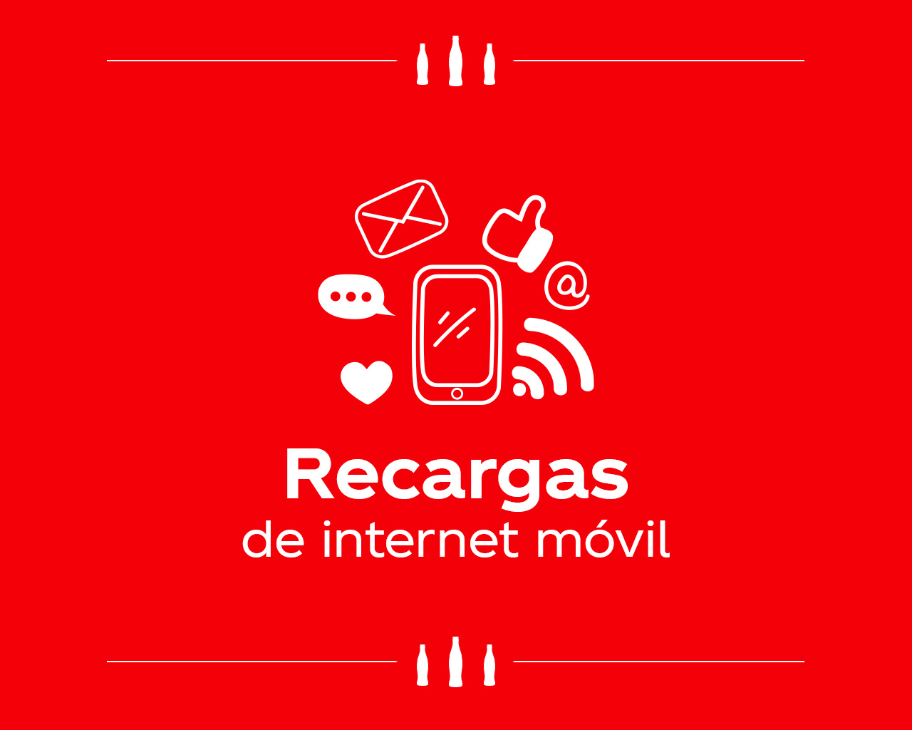 Icono de un smartphone con símbolos de señal y texto ‘Recargas de internet móvil’