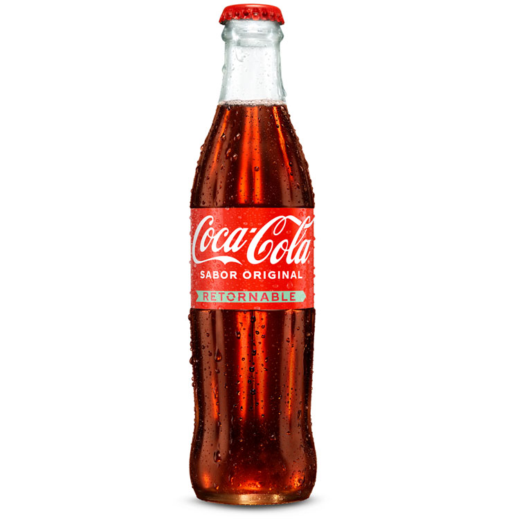 Botella Individual de vidrio de Coca-Cola.