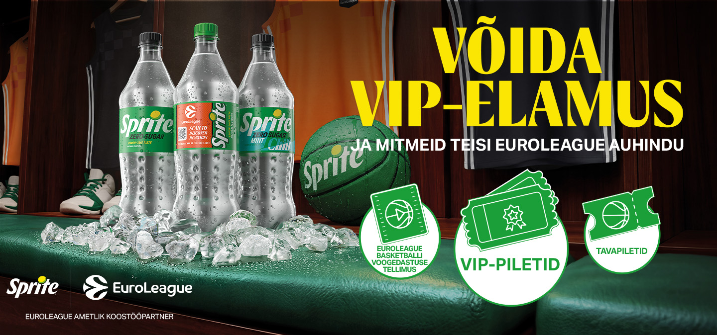 Sprite EuroLeague kampaania VIP-piletite ja korvpalliauhindade loosiga.
