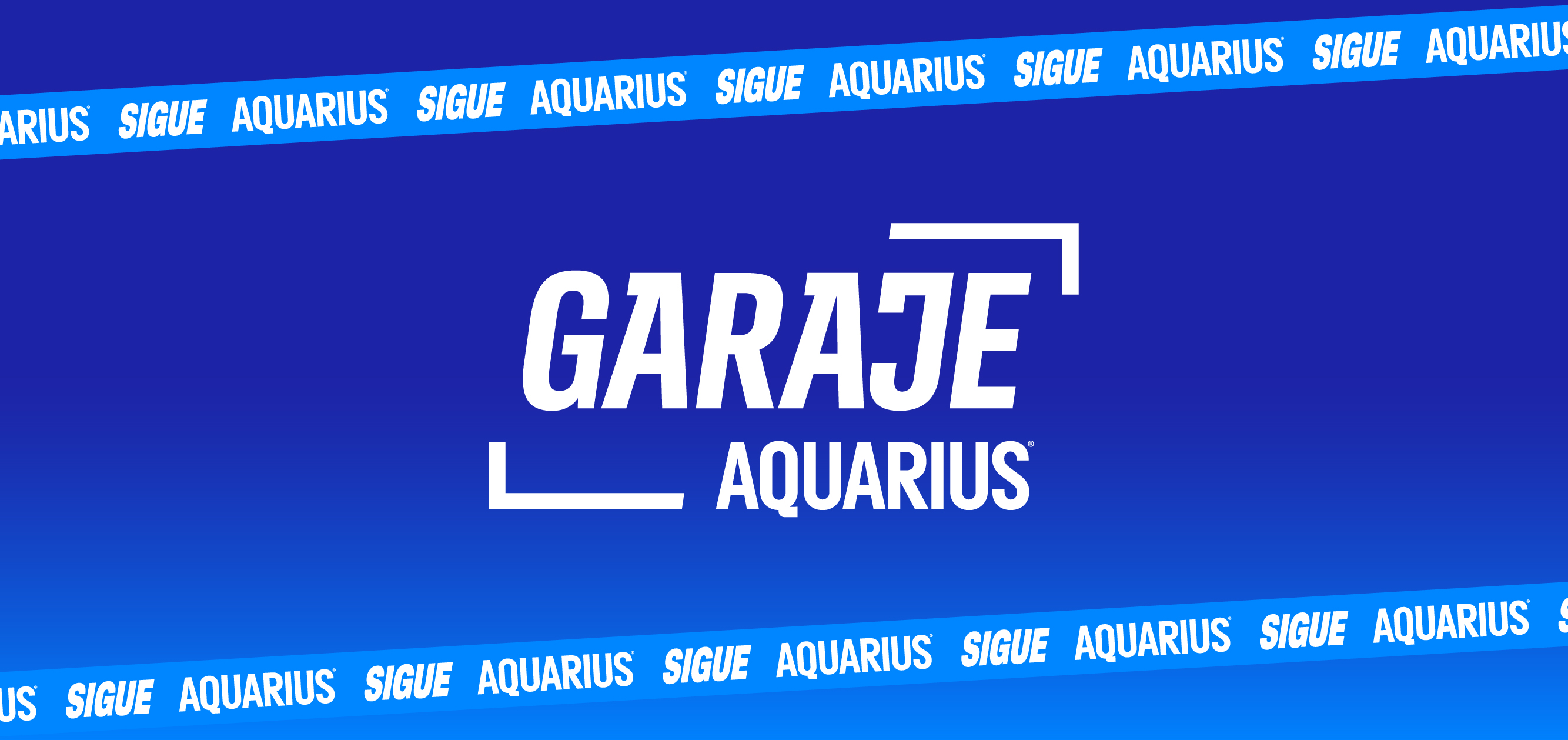 Logo de Garaje Aquarius sobre fondo azul.