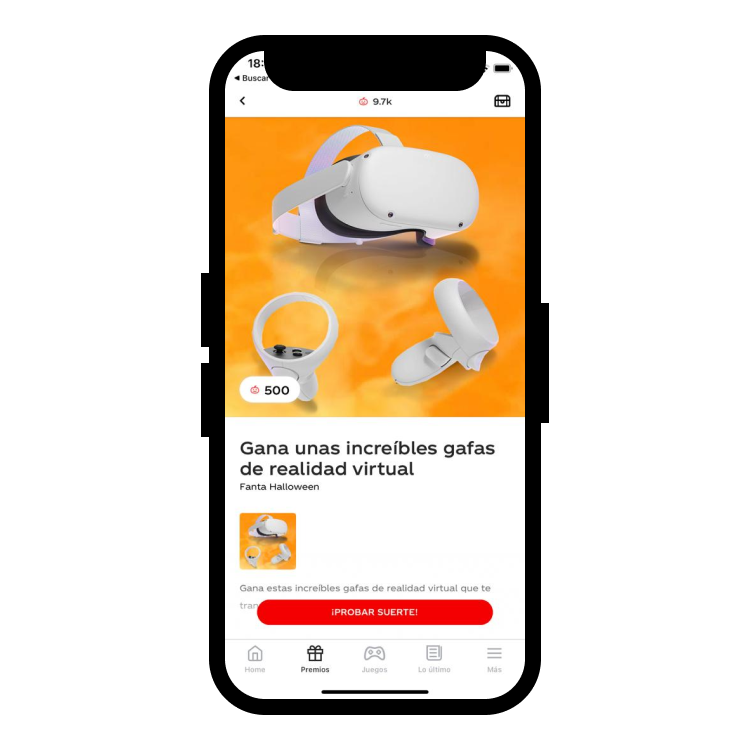 Image of a mobile phone to show that you need to download an app to play and  get prizes