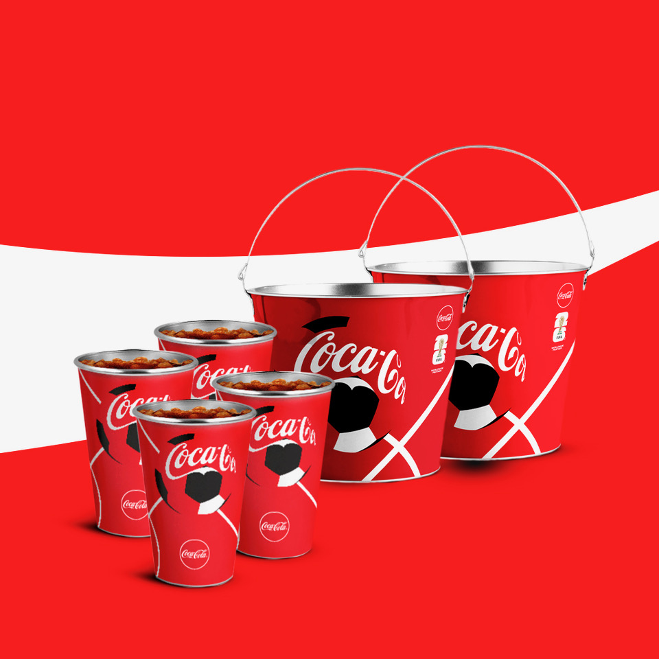 Pack 4 vasos Coca-Cola y 2 cubiteras