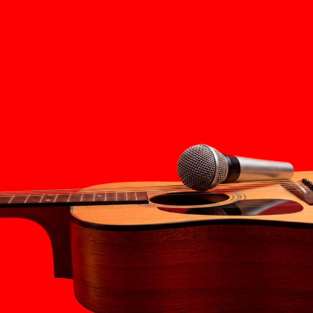 microfono encima de una guitarra