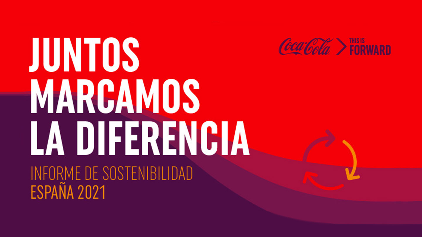 Texto y logo de Coca-Cola sobre fondo rojo