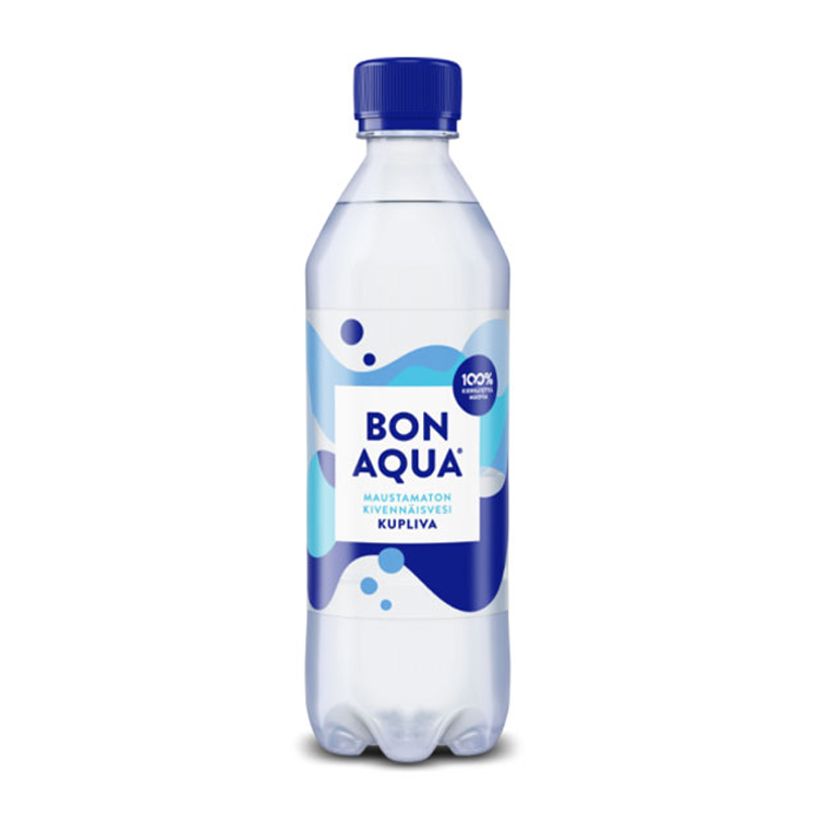 Bonaqua-muovipullo, valkoinen tausta