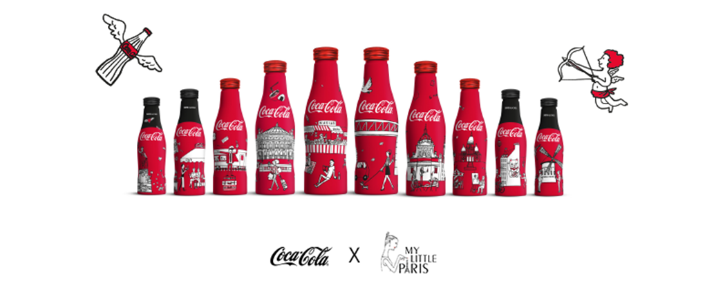 Coca-Cola s’est associé à MyLittleParis pour créer une collection de 10 bouteilles aluminium collector pour célébrer les quartiers parisiens.
