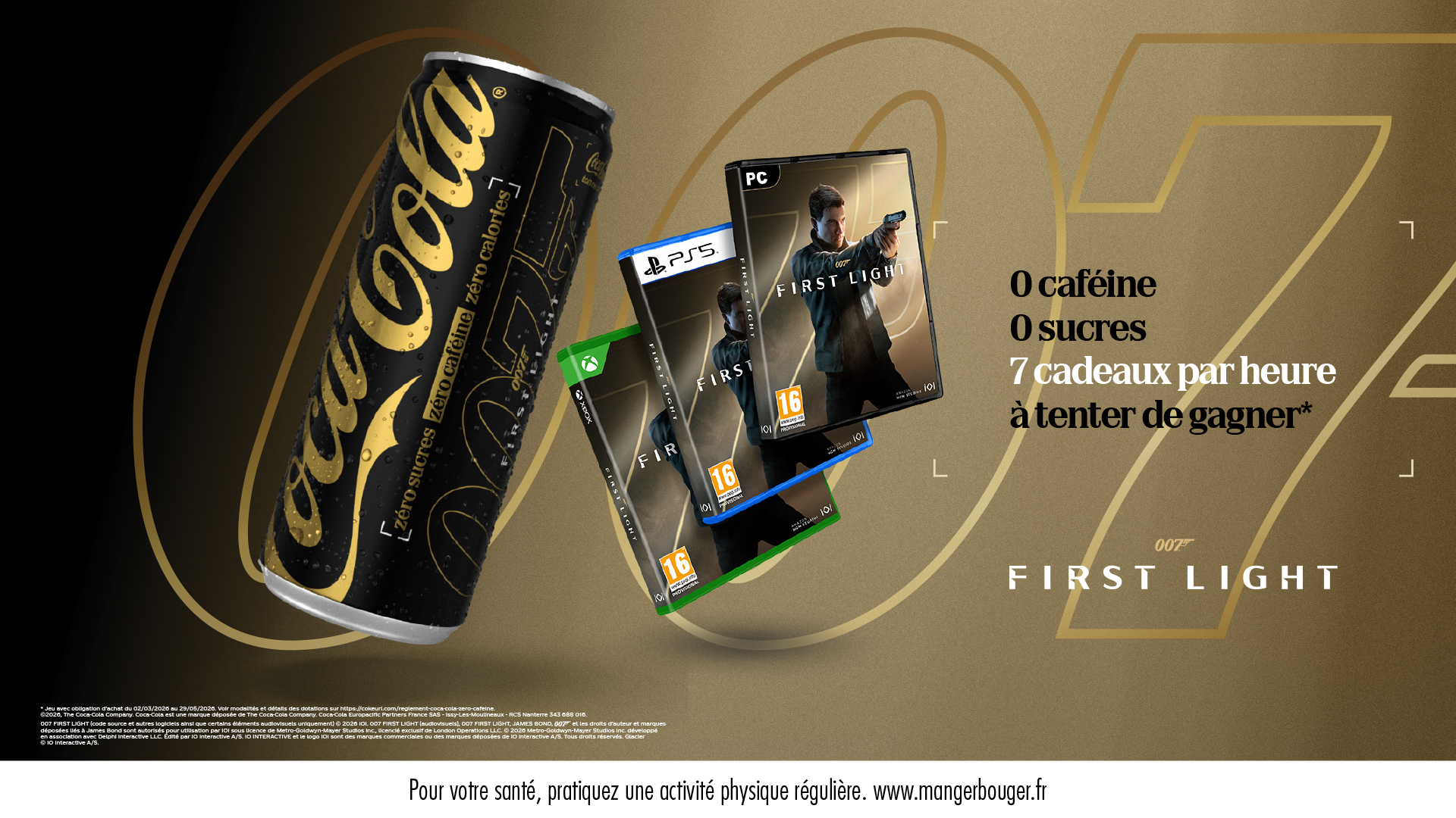 Avec Coca‑Cola Zéro Caféine, Zéro Sucres, il n’est jamais trop tard pour savourer ta soirée et tenter de débloquer des récompenses dignes de l’agent 007 en personne.