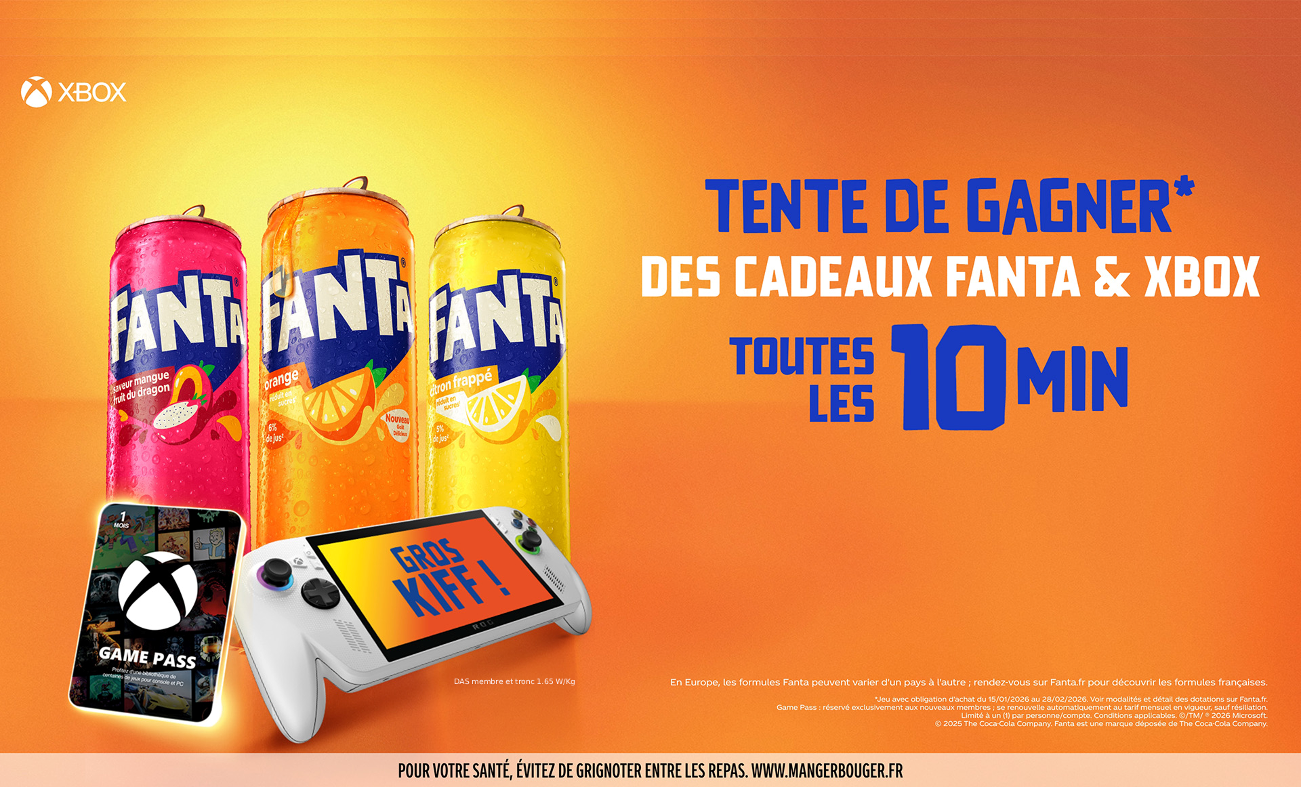 Tente de gagner des cadeaux Fanta & XBOX toutes les 10min