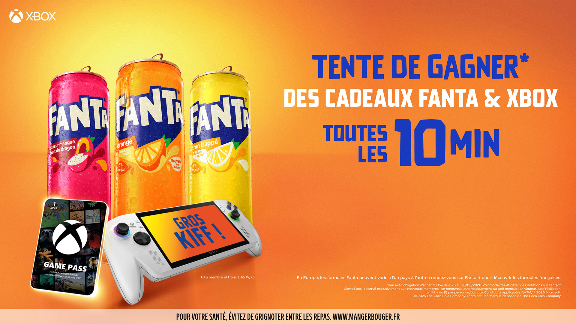 Tente de gagner des cadeaux Fanta & Xbox toutes les 10min