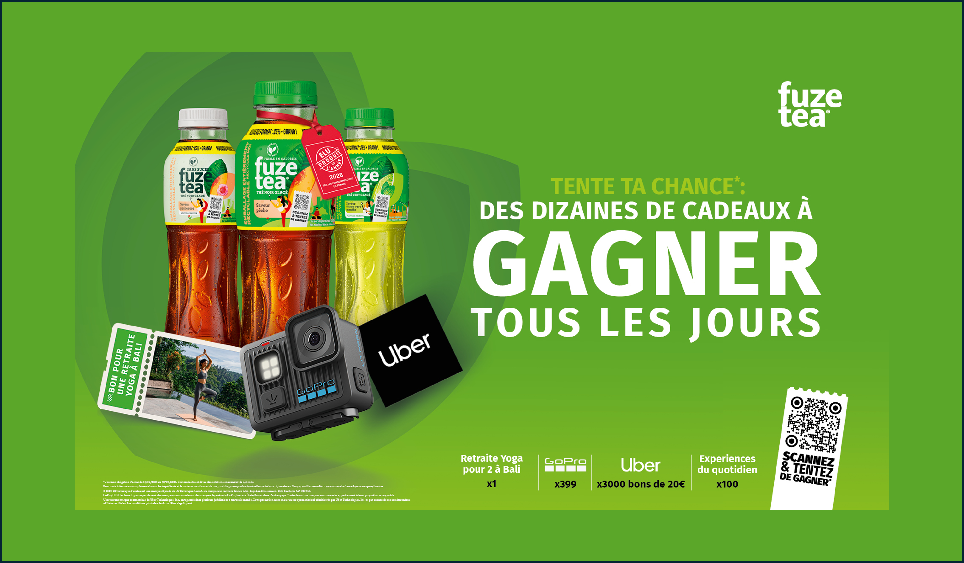 Tente de gagner des dizaines de cadeaux tous les jours avec Fuze Tea !