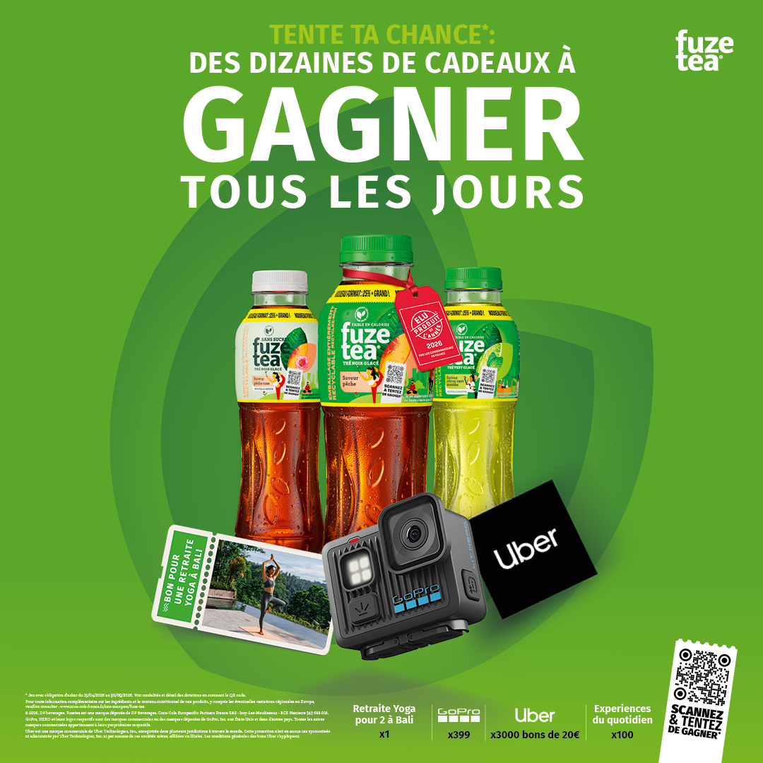 Tente de gagner des dizaines de cadeaux tous les jours avec Fuze Tea !