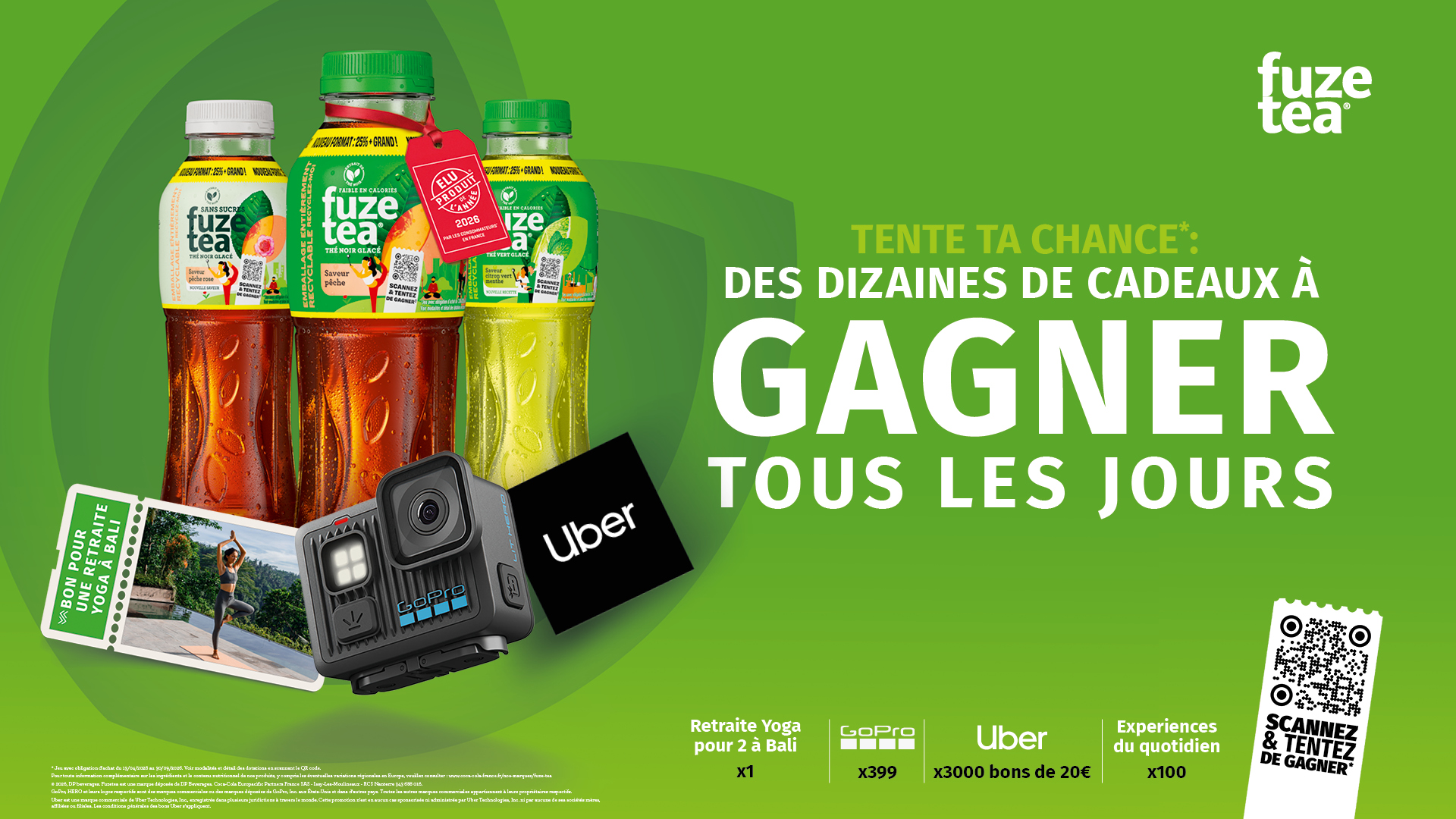 Tente de gagner des dizaines de cadeaux tous les jours avec Fuze Tea !