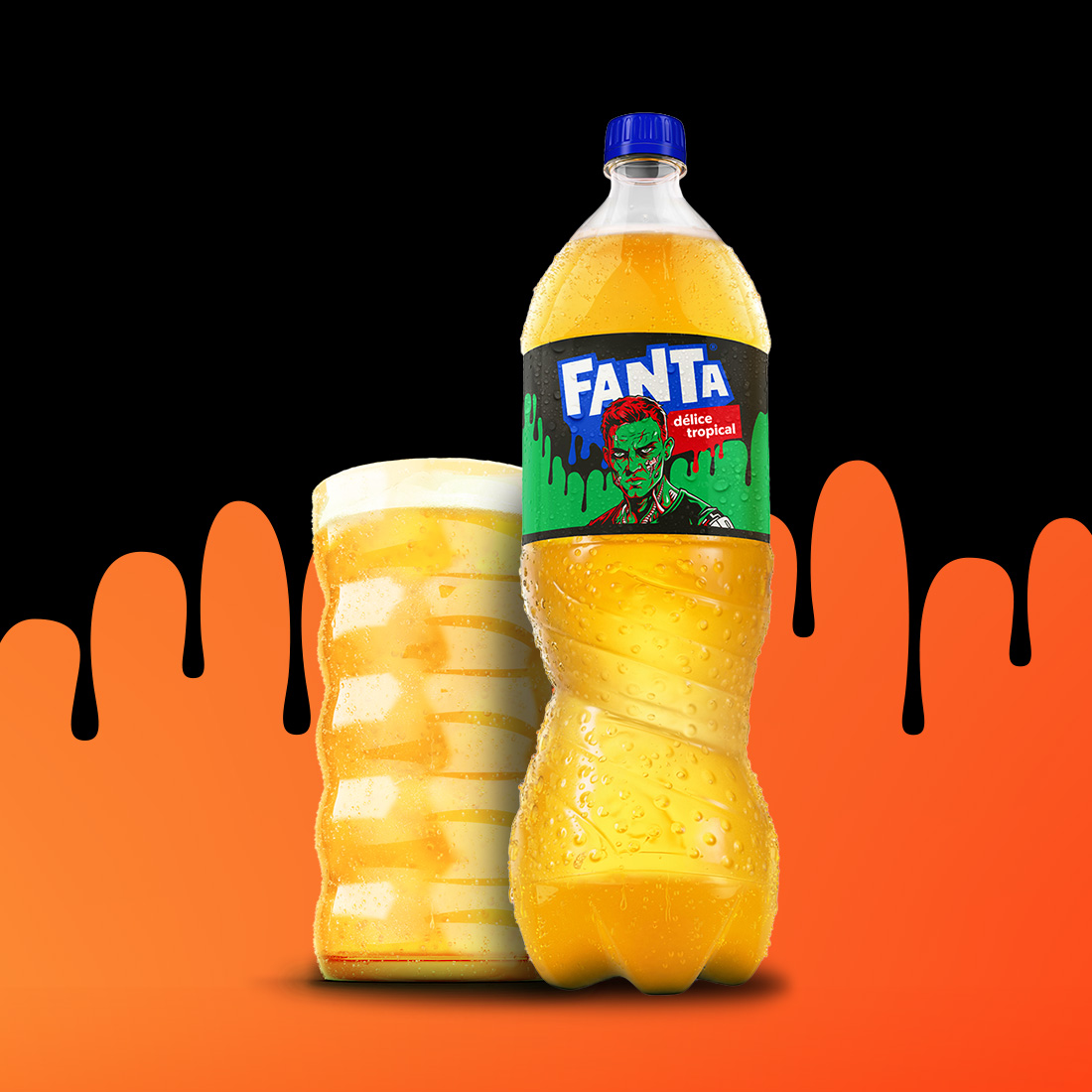 Edition limitée de Fanta Délice Tropical, avec une créature hantée d'Halloween 