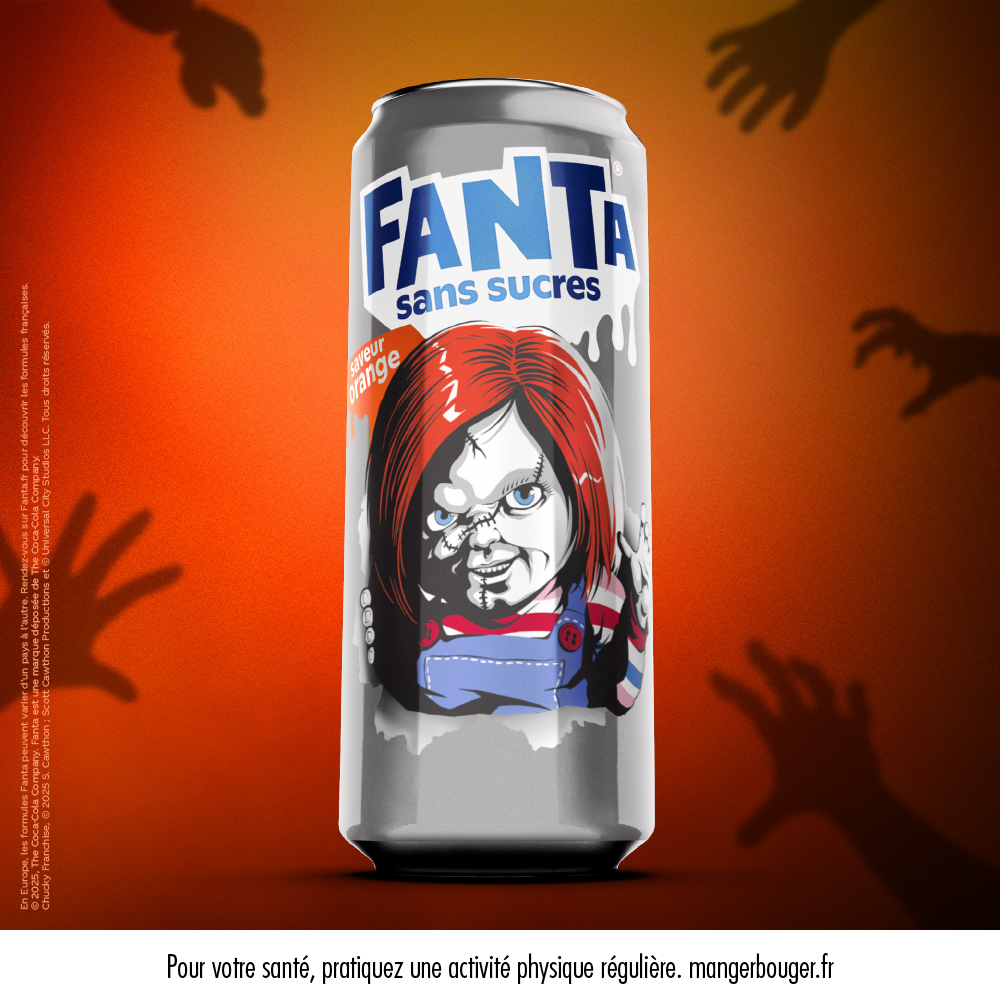 Une canette de Fanta saveur Orange Sans Sucres  x Chucky 