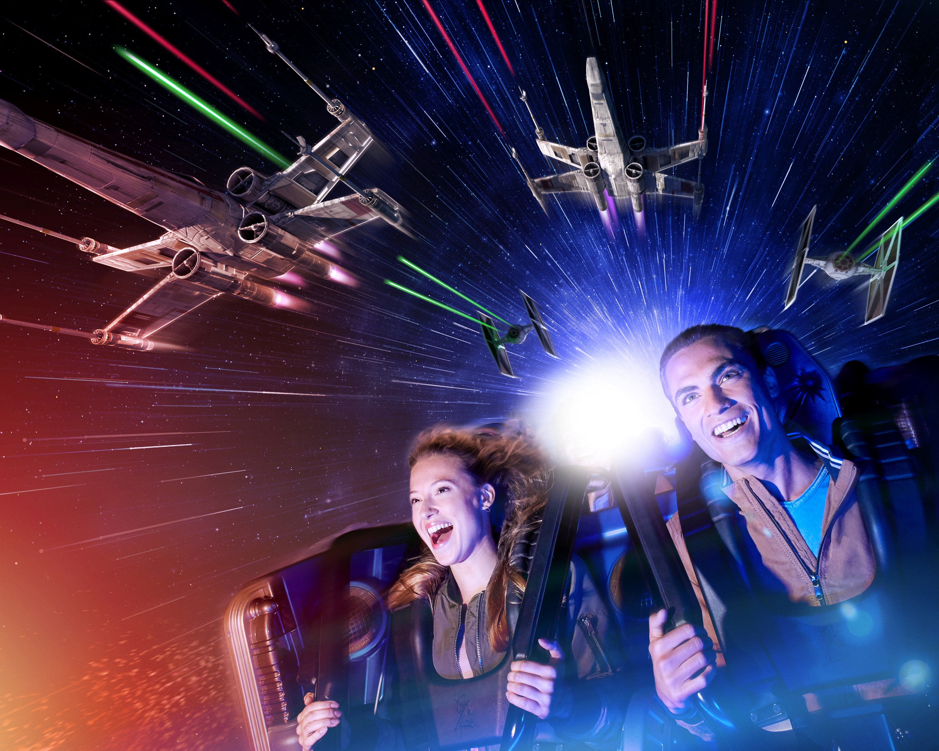 Une photo tirée de l'attraction Space Mountain à Disneyland Paris. 