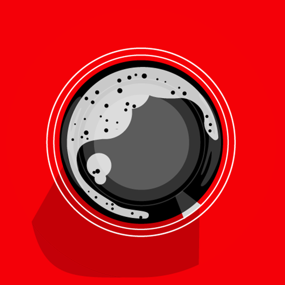 Illustration of a top-view of a Coca-Cola glass
