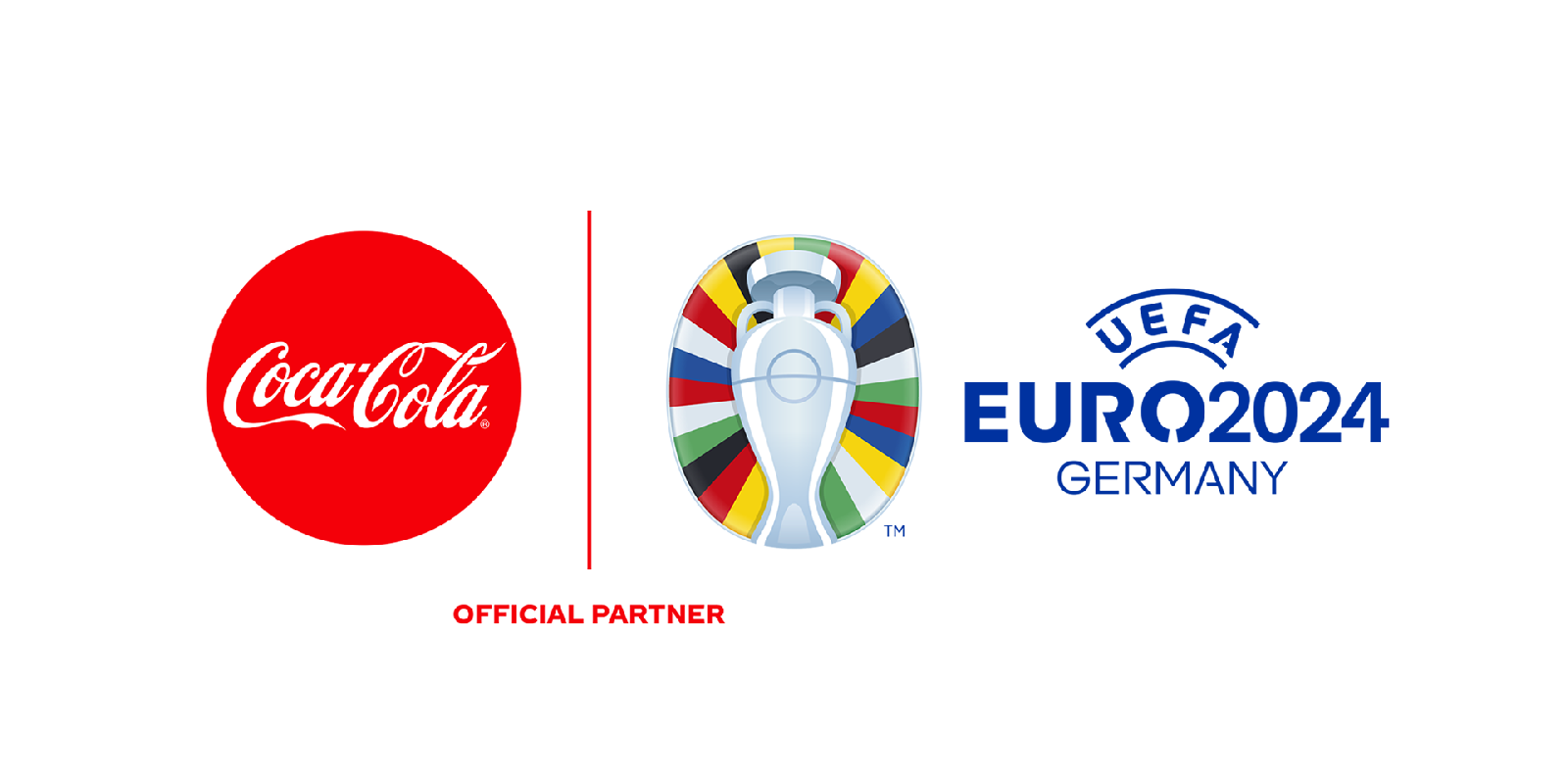 coca-cola badge and UEFA 2024 badge side by side