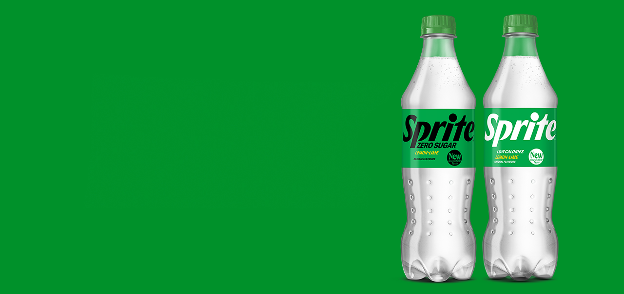 Sprite bottle on green background.