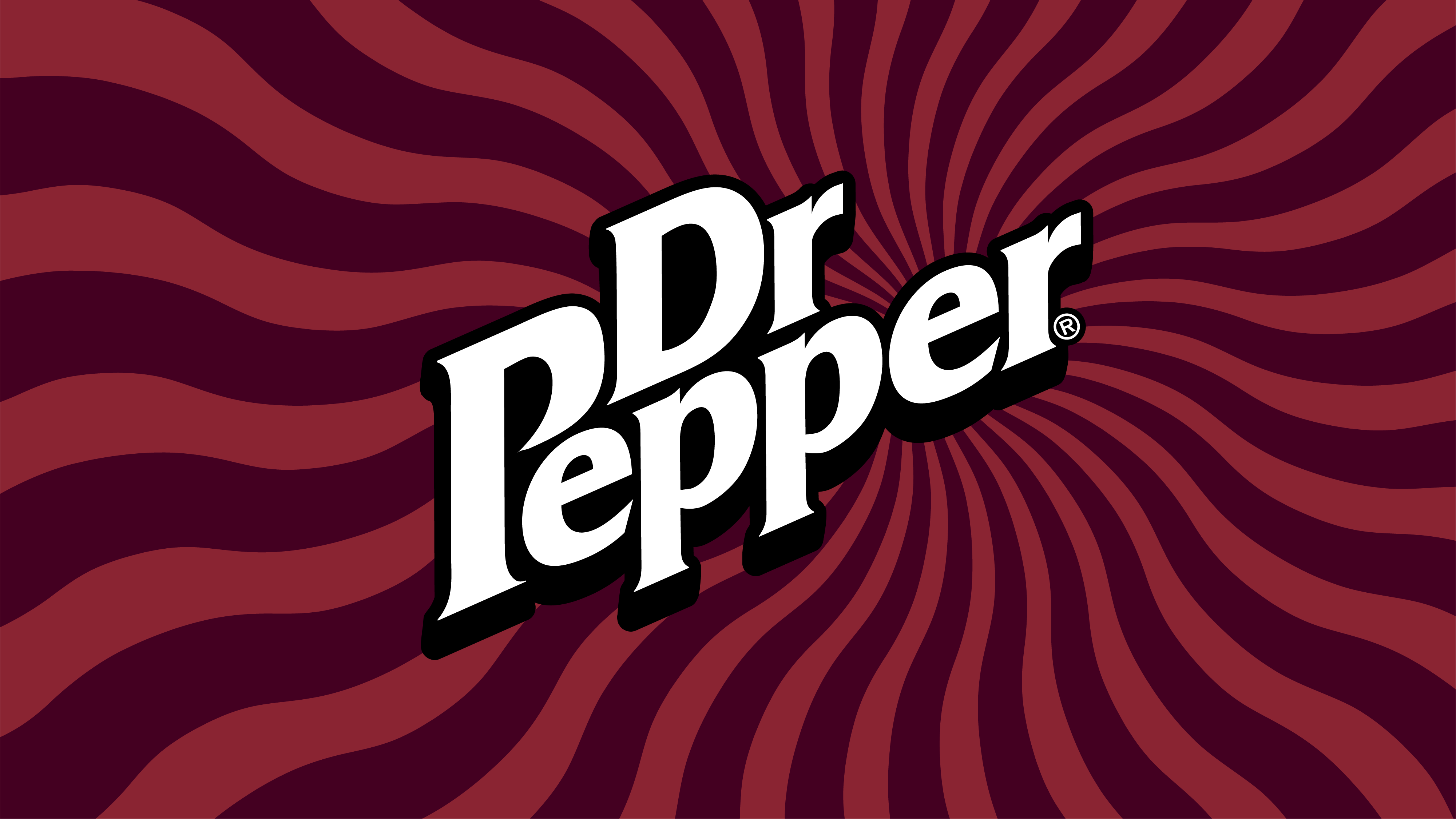 Dr Pepper Logo on dark red background.
