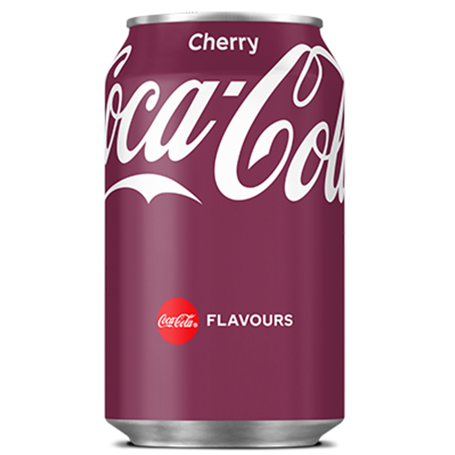 Coca-Cola Cherry can with white background.