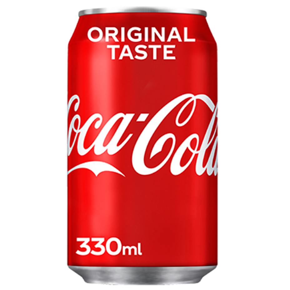 Coca-Cola Original Taste can with white background.