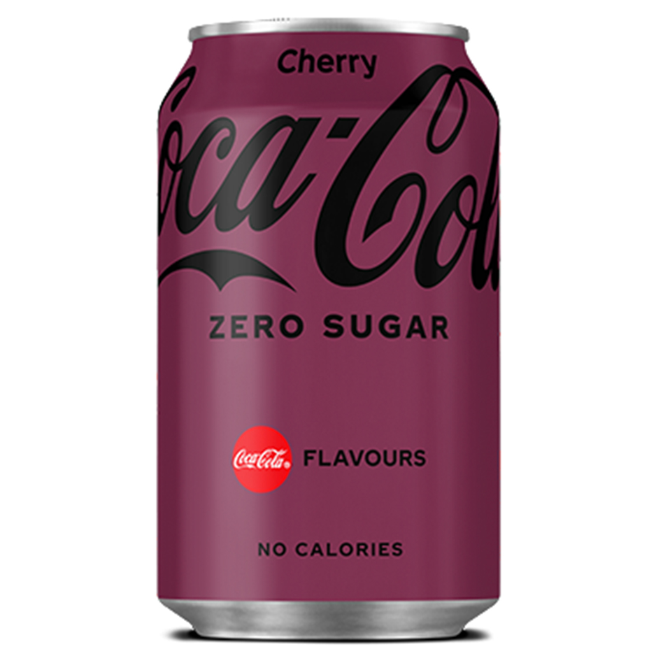 Coca-Cola Zero Sugar Cherry can on white background.