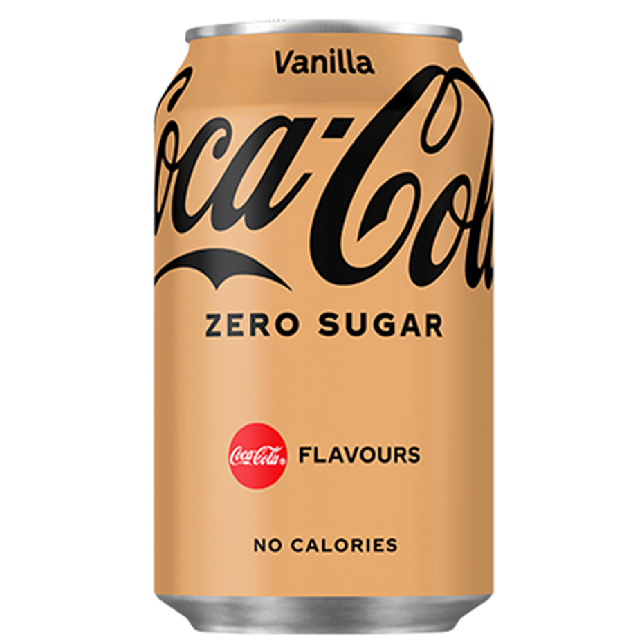 Coca-Cola Zero Sugar Vanilla can on white background.