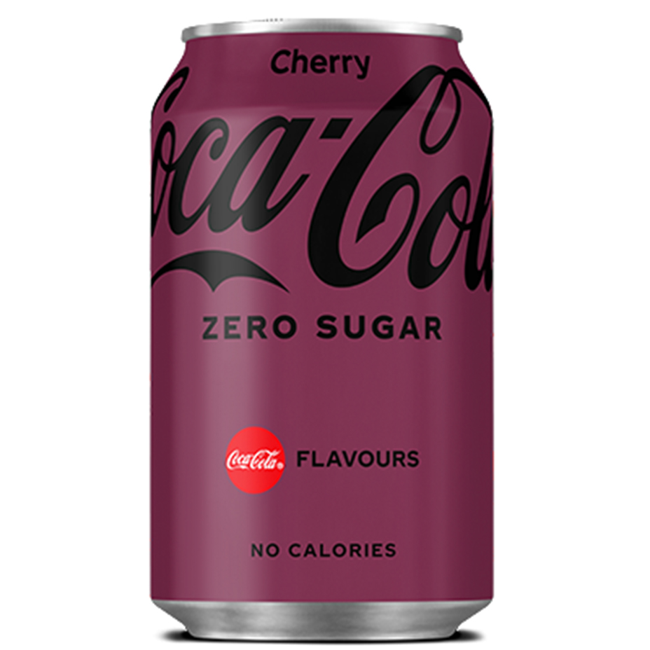 Coca-Cola Zero Sugar Cherry can on white background.