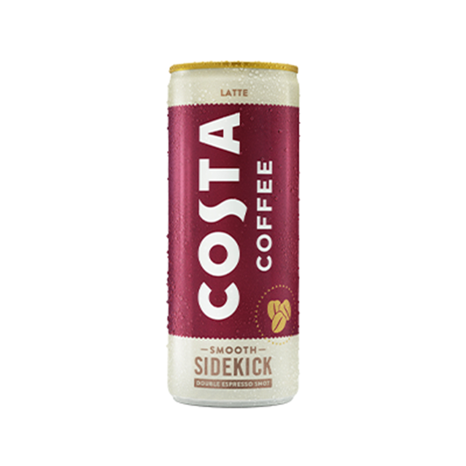 Costa Coffee Ready-to-Drink Latte can on white background.