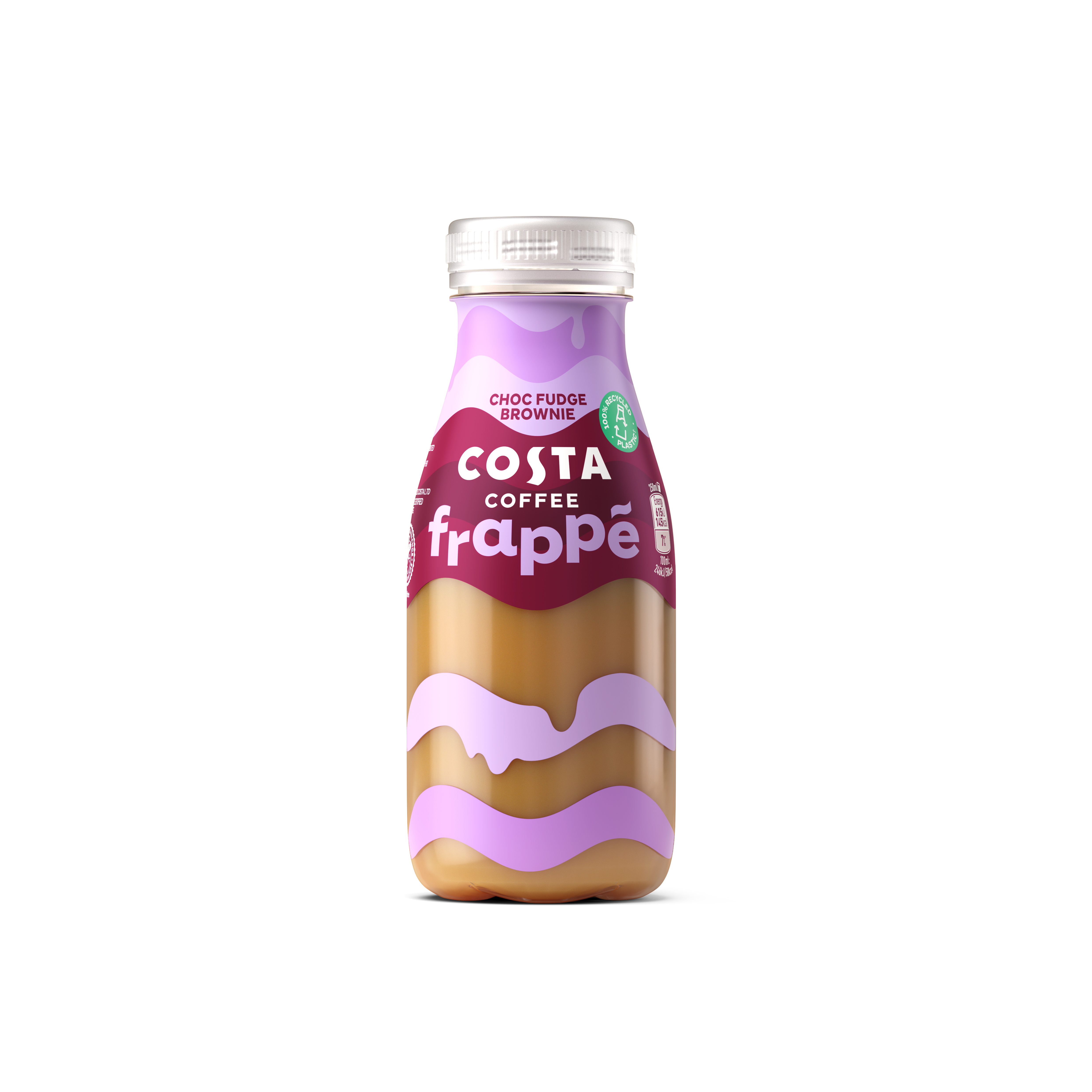 Costa Coffee Ready-to-Drink Choc Fudge Brownie Frappé on white background.
