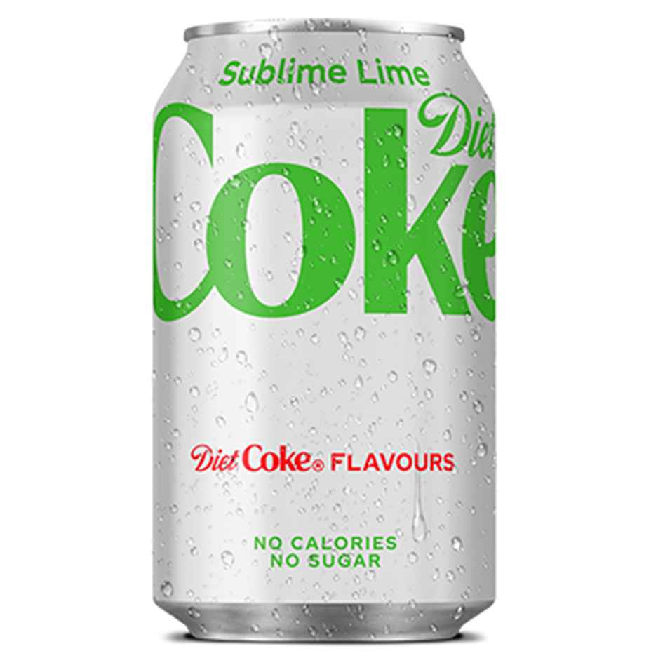 Diet Coke Sublime Lime can on white background.