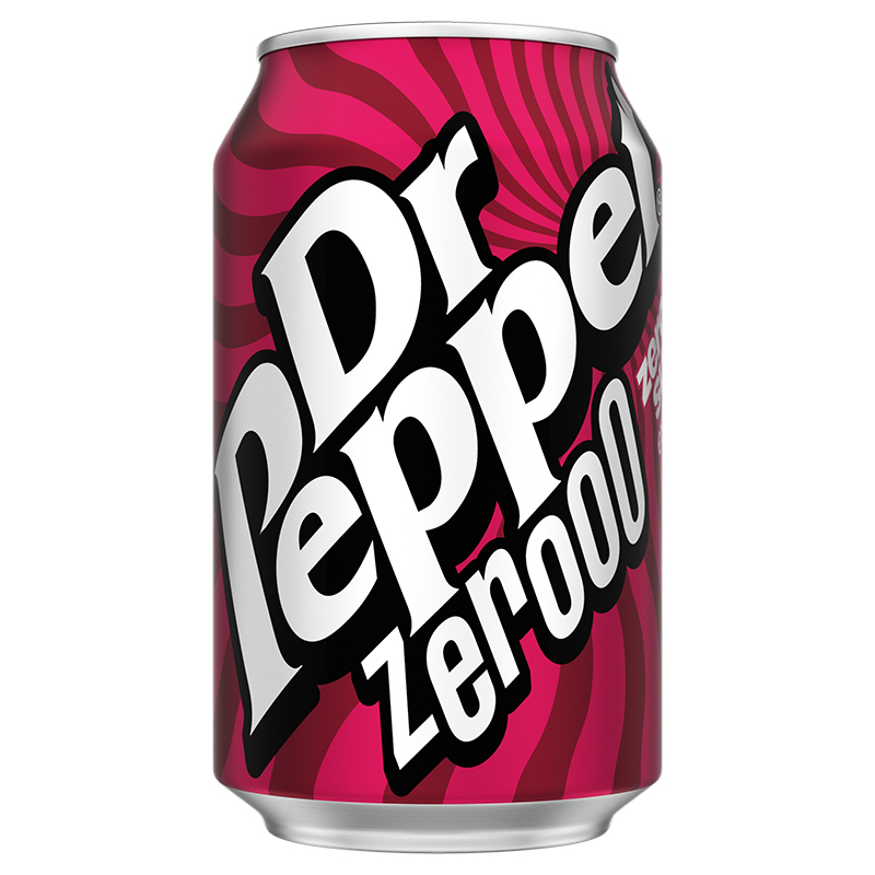 Dr Pepper zero can on white background.