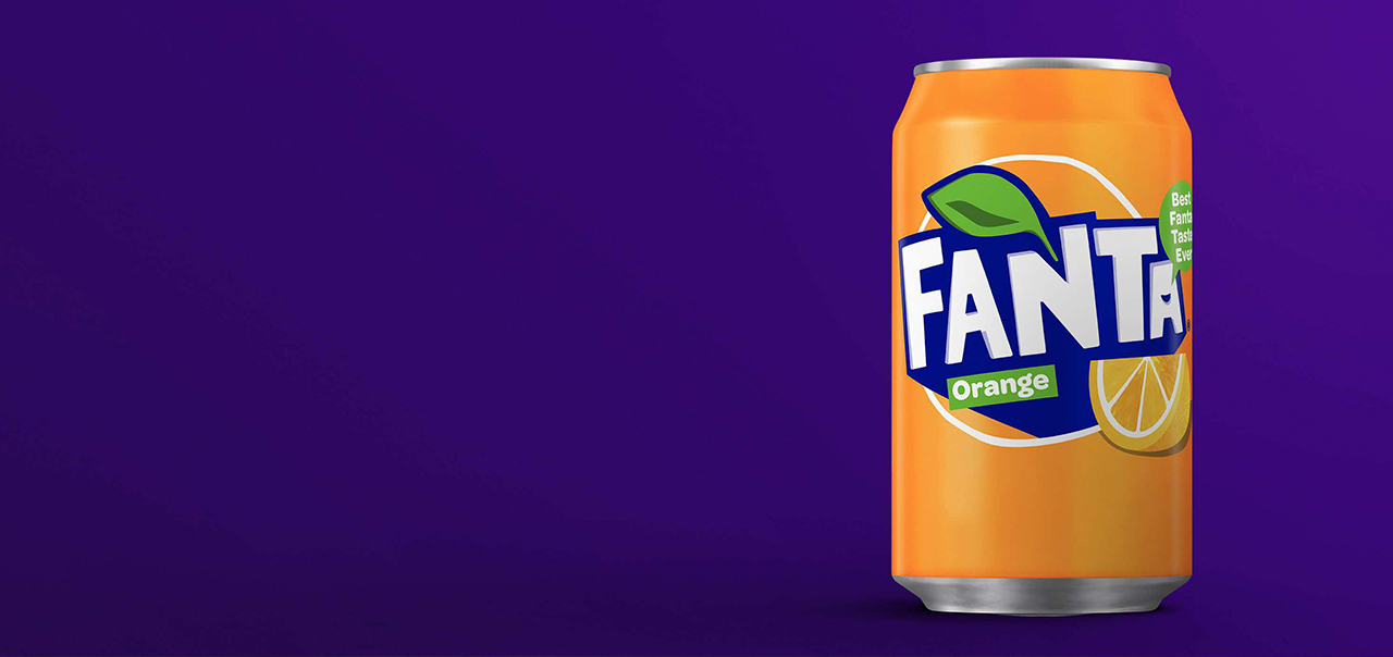 Fanta Fruit Twist can on white background.