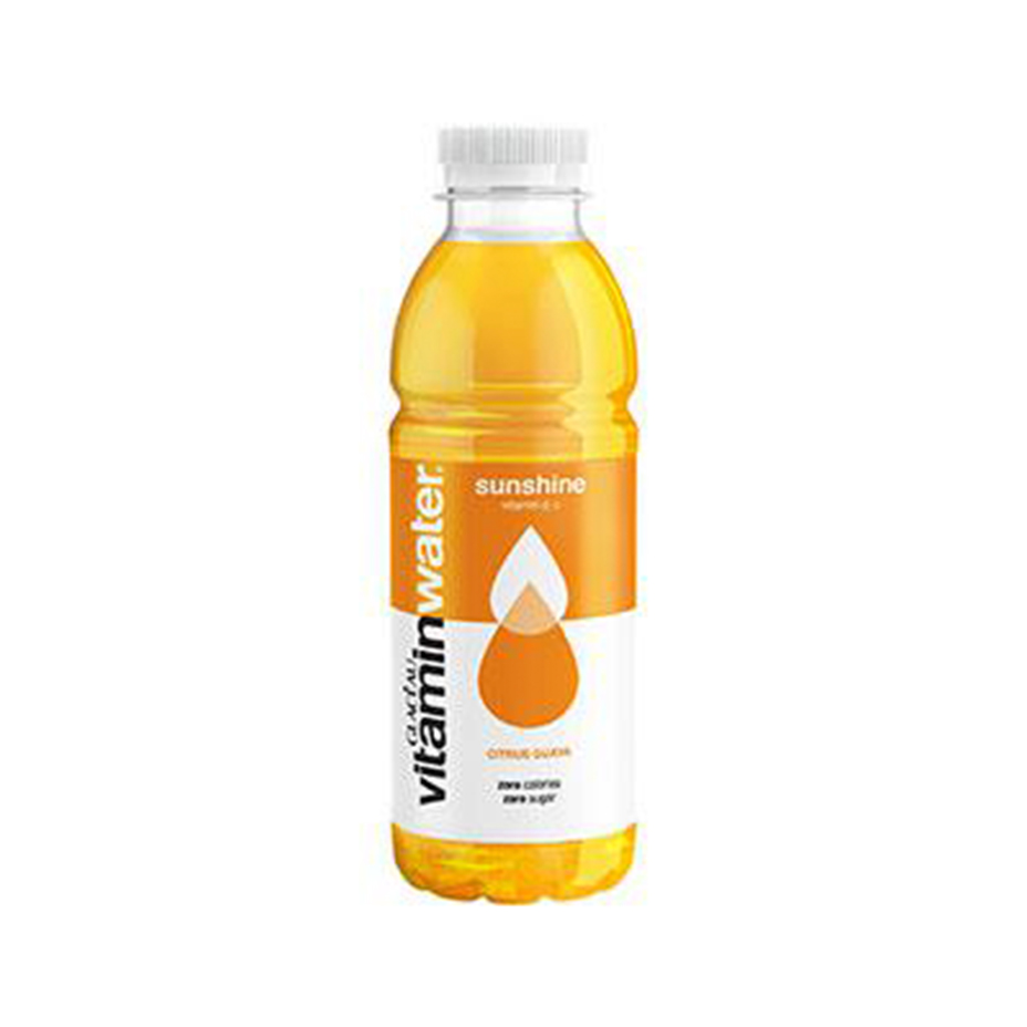 Sunshine Citrus Guava flavour GLACÉAU Vitaminwater bottle on white background.
