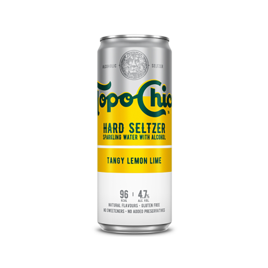 Topo Chico Tangy Lemon Lime can on white background.