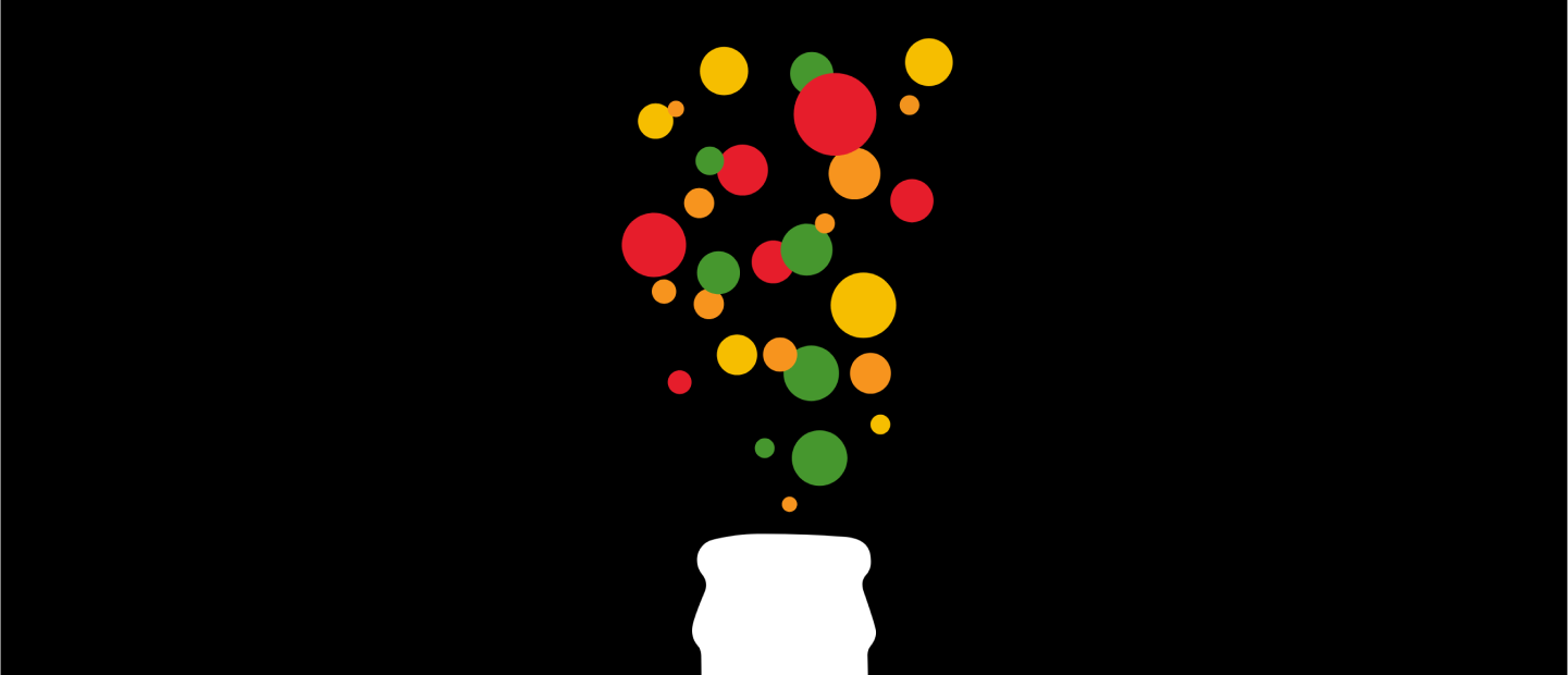 coca-cola bottle with confetti