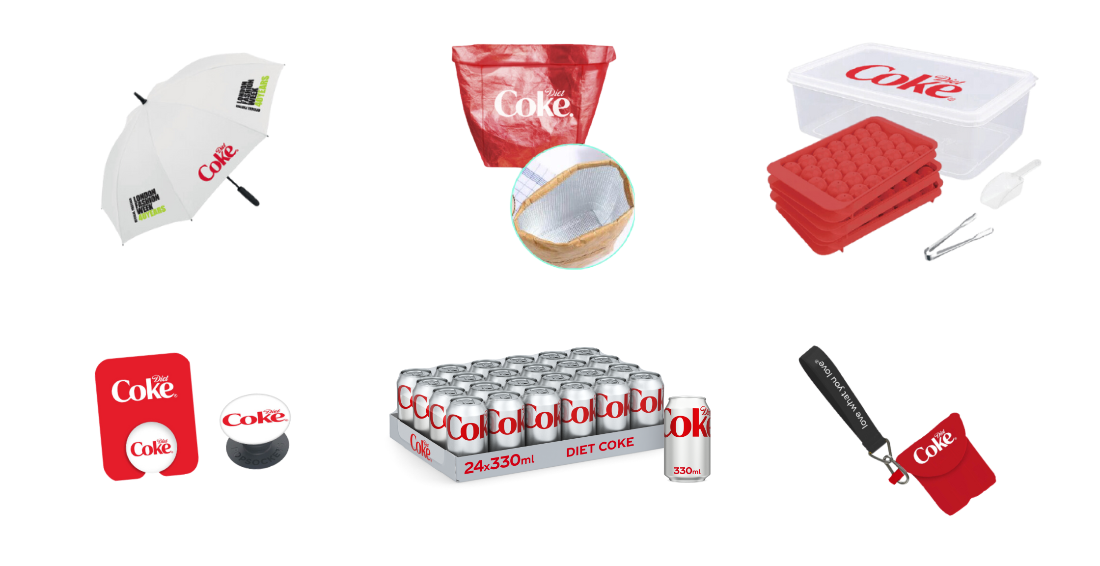 diet coke umbrella, cooler, cans