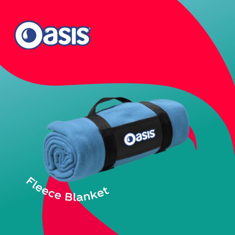 Oasis Fleece Blanket on blue background