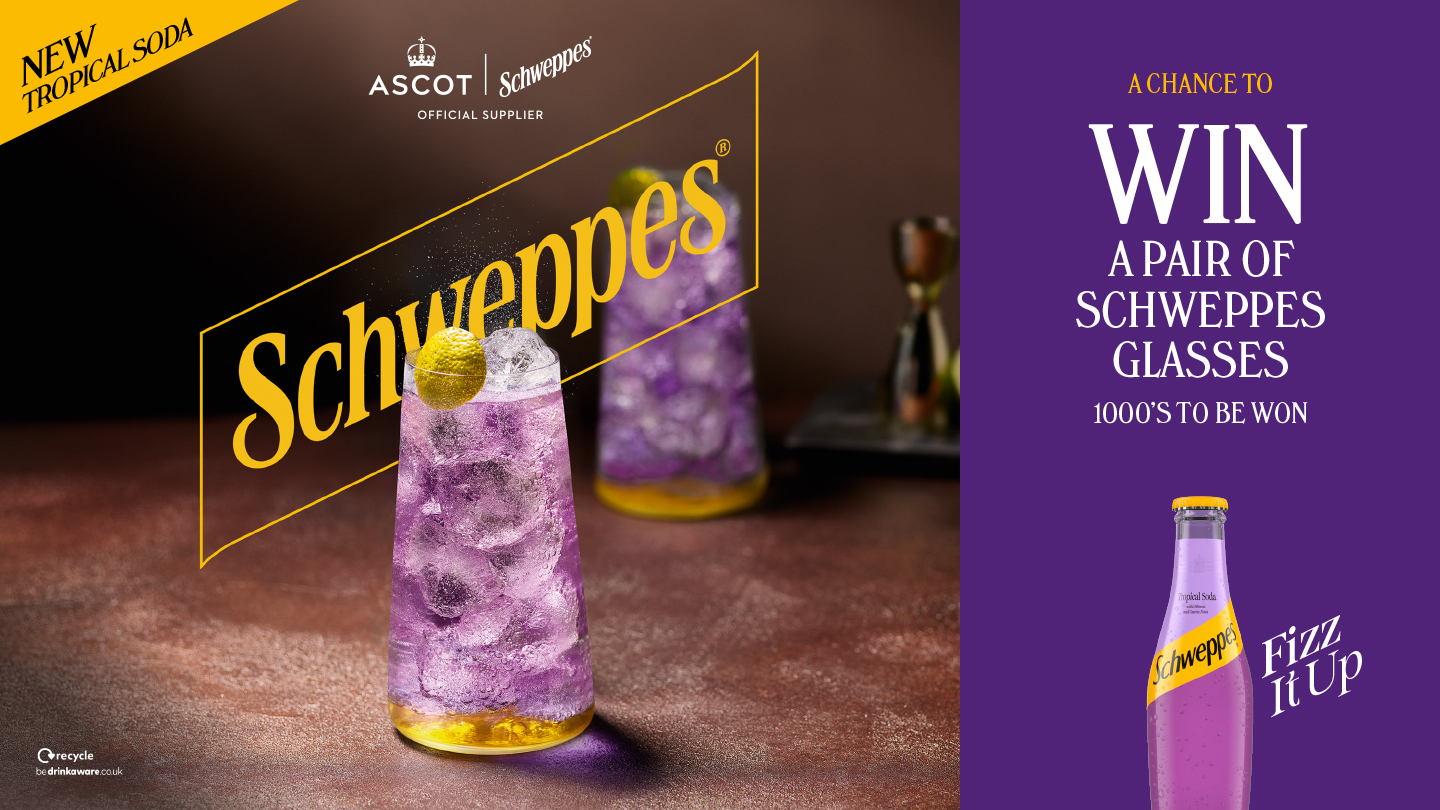 schweppes glassware with purple tonic