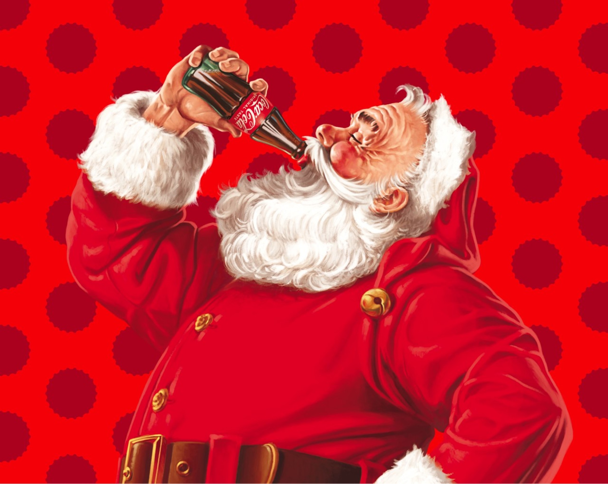Image of Santa drinking a bottle of Coca-Cola
