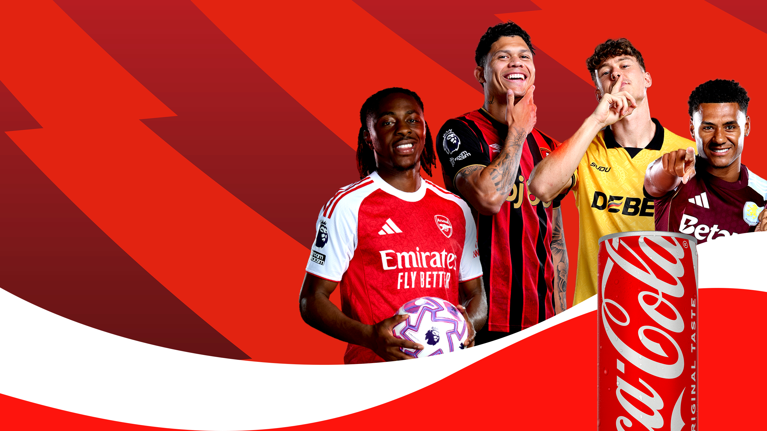 Guess the goals Premier League Footballers in front of a can of Coca-Cola