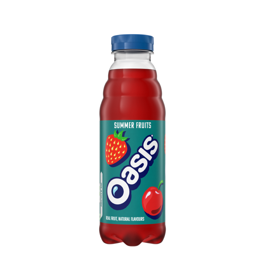 Oasis Summer Fruits bottle on white background.