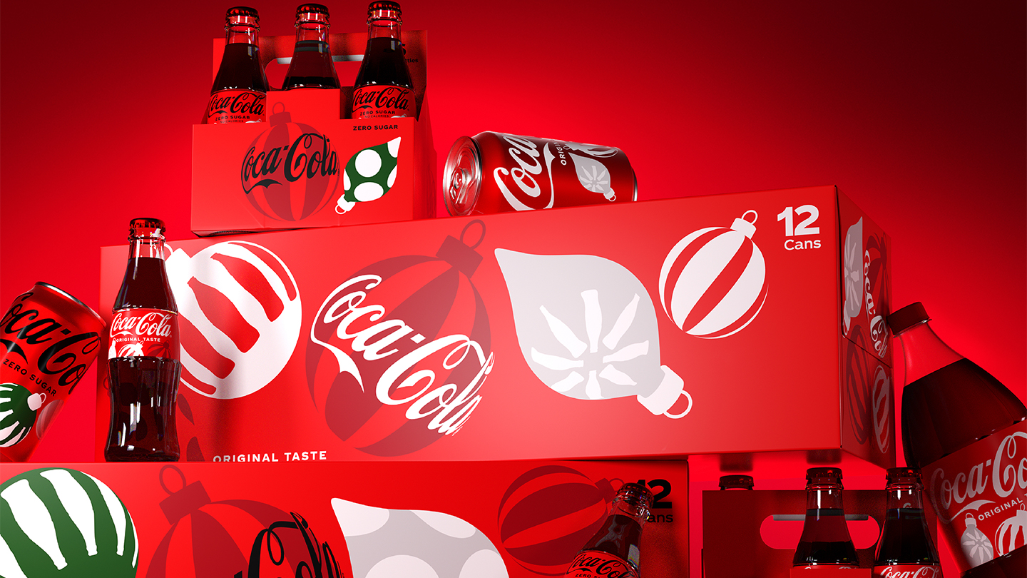 Coca-Cola mit Weihnachtsbeleuchtung