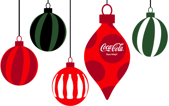 coca-cola branded baubles